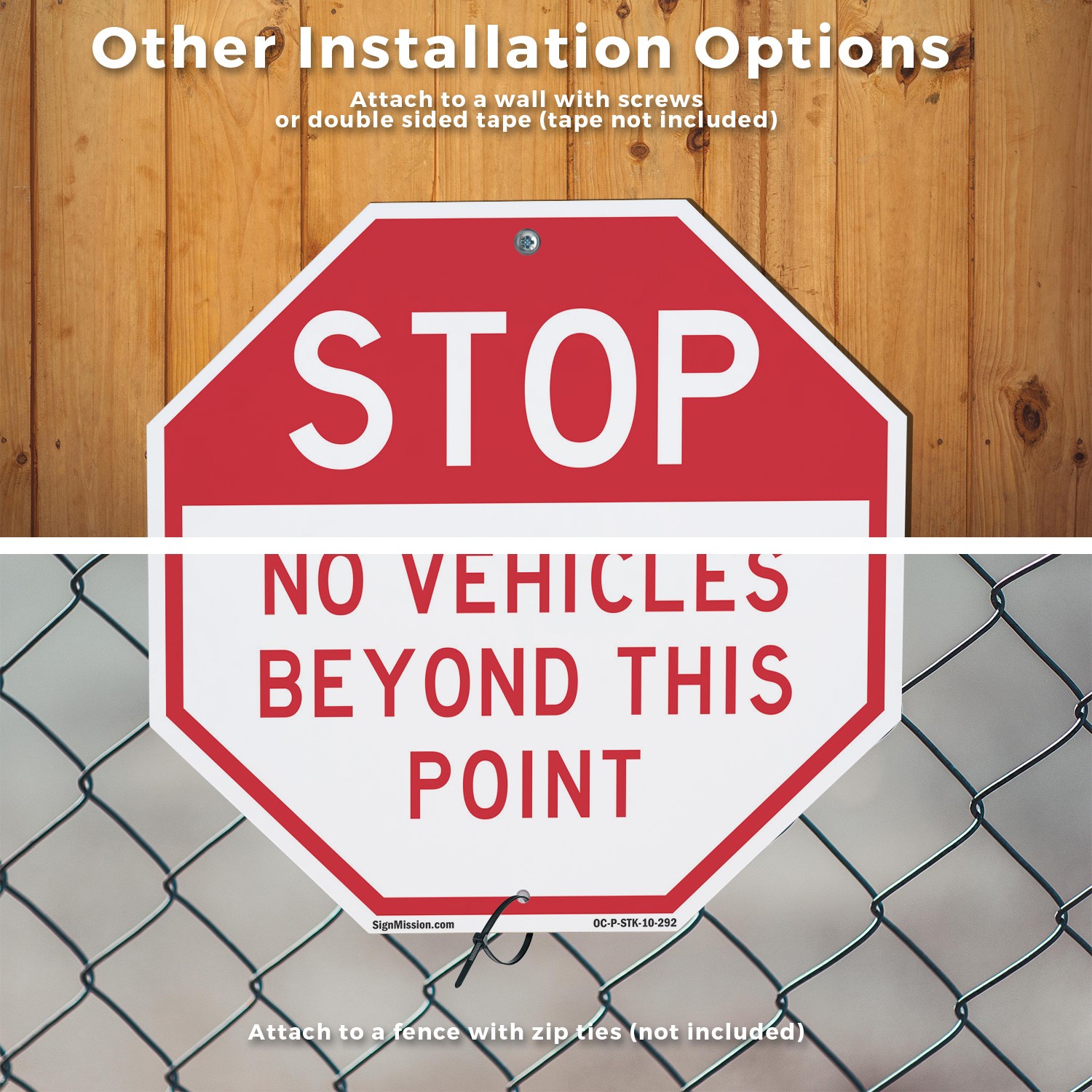 Stop No Vehicles Beyond This Poin Octagon Sign With Stake Weather Resistant