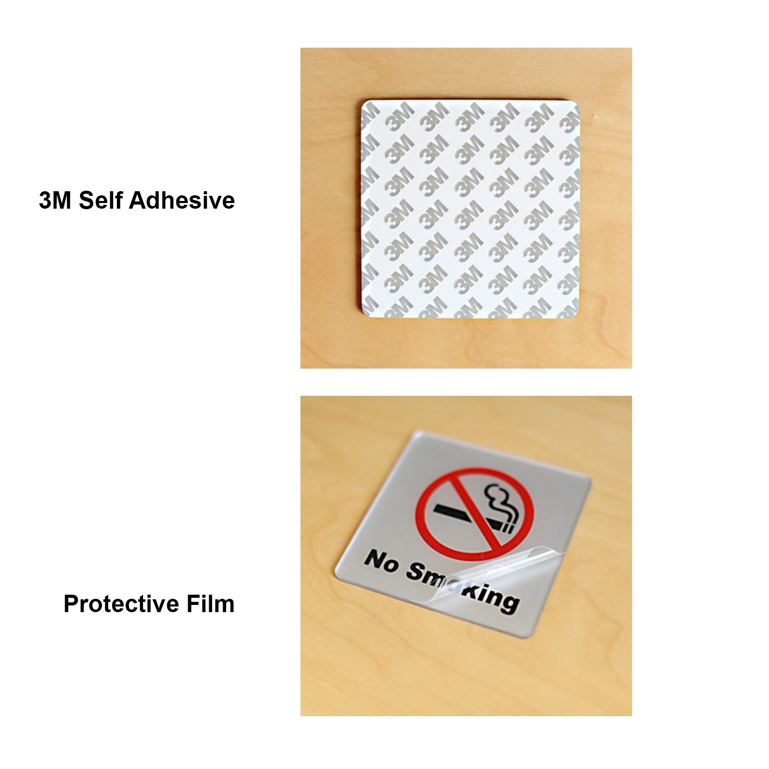 No Smoking Sign 4×4”(Acrylic-Classic) 3M Self Adhesive for Car, Indoor, Outdoor
