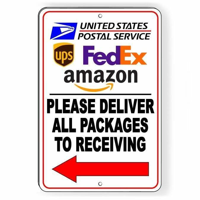 Please Deliver All Packages To Receiving Arrow Left Sign / Decal / Si138 /