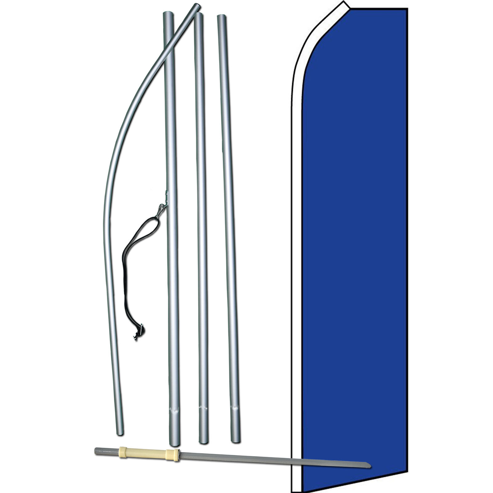 Solid Dark Blue Swooper Flag Kit