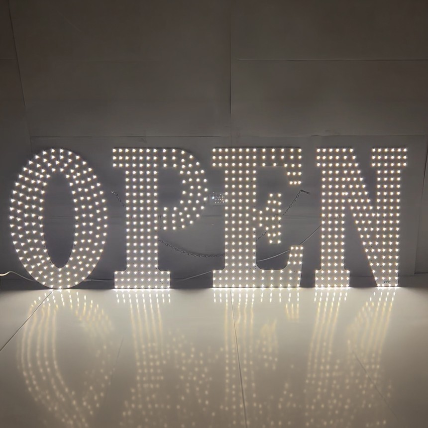 EPL Signs OPEN Warm White LED Sign Business 17″x48″ Remote 3G Sparkling Mode