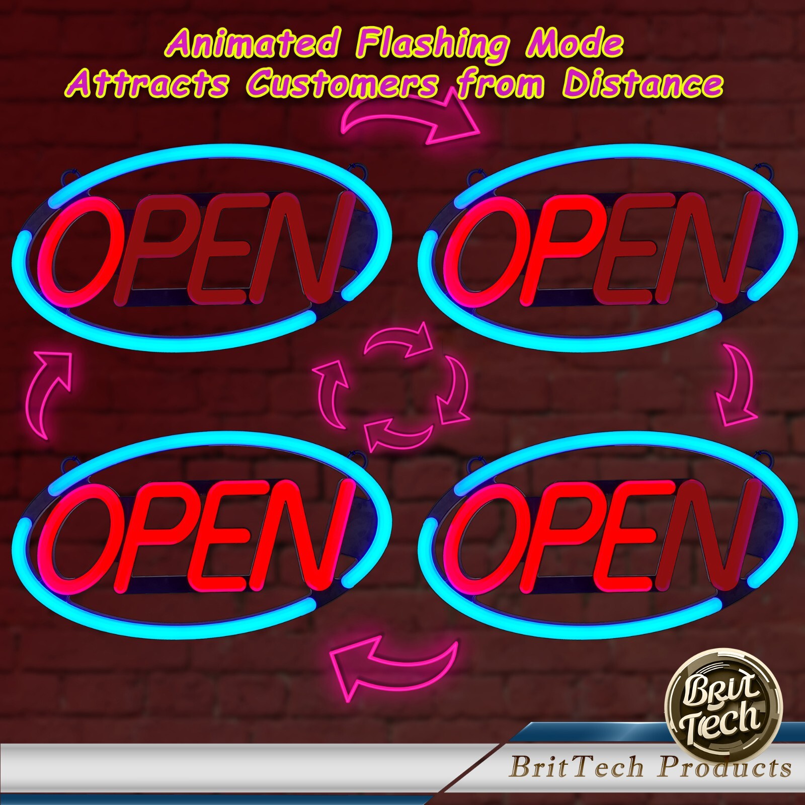 Large LED Open Sign 24″ Neon Light Bright for Restaurant Bar Store Shop Business