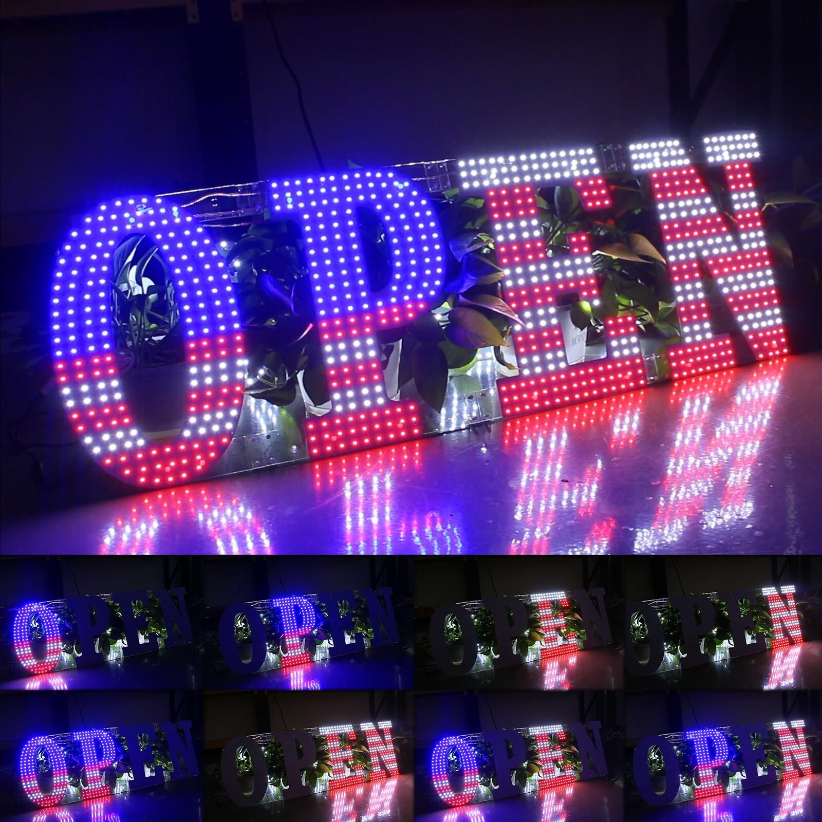 Flashing LED Open Signs for Business, 30″x10″ Large Open LED Sign with 14 Sce…