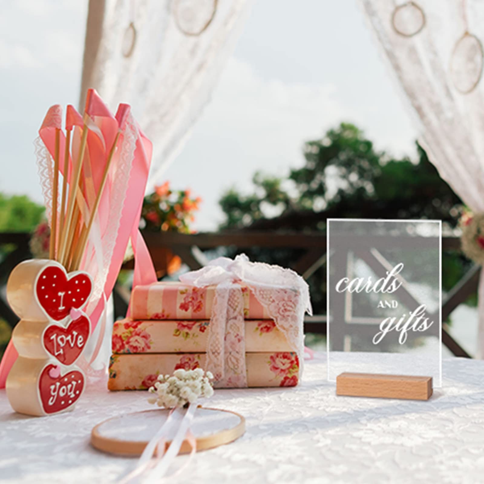 3 PCS 5×7 Inch Acrylic Wedding Signs with Stands for Guest Book, Gifts Table