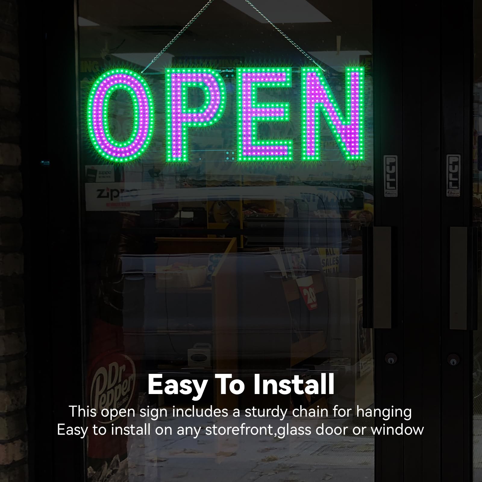 Large LED Open Signs for Business Super Bright – 30×10 in 30″x10″, Pink&Green