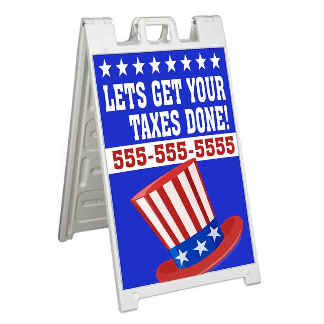 CUSTOMIZABLE GET TAXES DONE Signicade 24×36 Aframe Sidewalk Sign Banner Decal