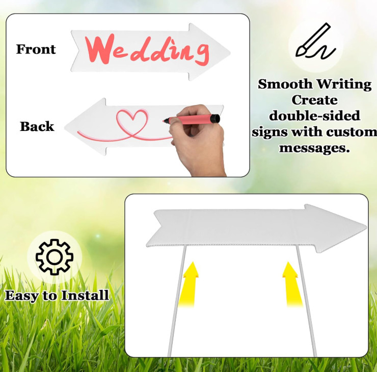 Blank Yard Signs with Stakes – 6 Pack Double-Sided Directional Signs