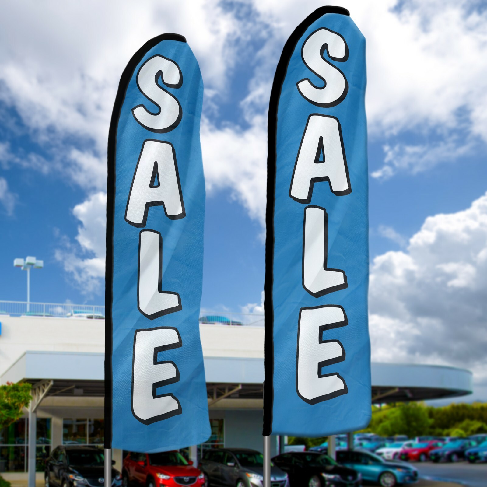 EZ Line Used Car Dealership Swooper Feather Flag 15ft Auto Sales 3 Dealer Flags