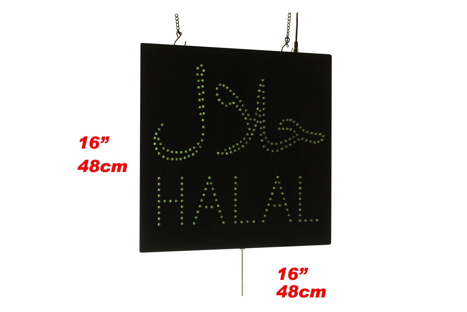 Halal Sign In Arabic And English 2 In 1 16X16 40X40Cm Topking Led Neon