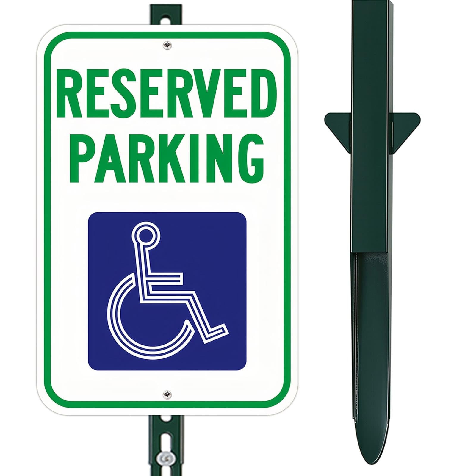 6′ Tall DIY Reserved Parking Sign 12×18 Inch Reflective Aluminum Stake Green
