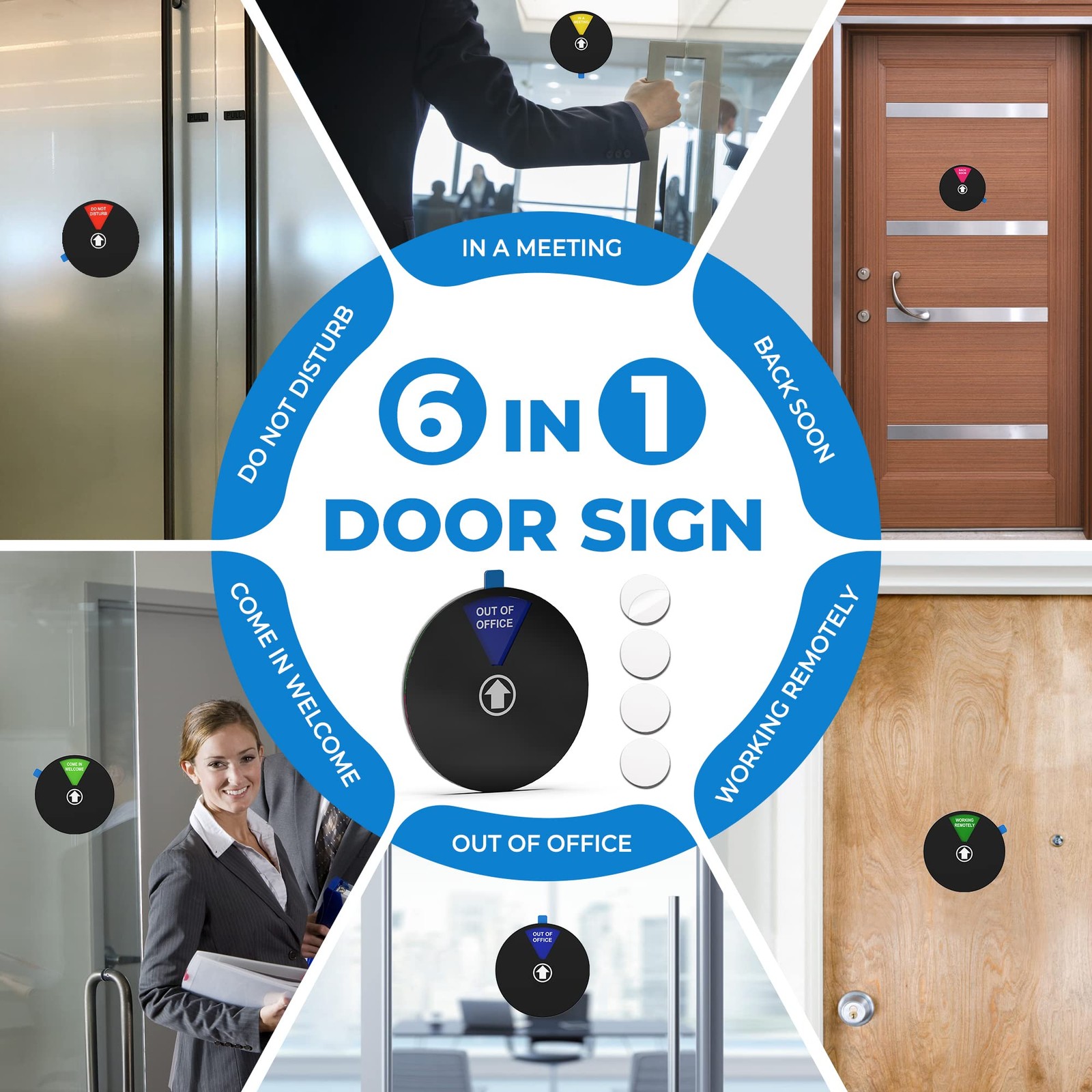 6 Options Office Door Signs, Do Not 6 inch, 6 Options, 6 Inches -Black