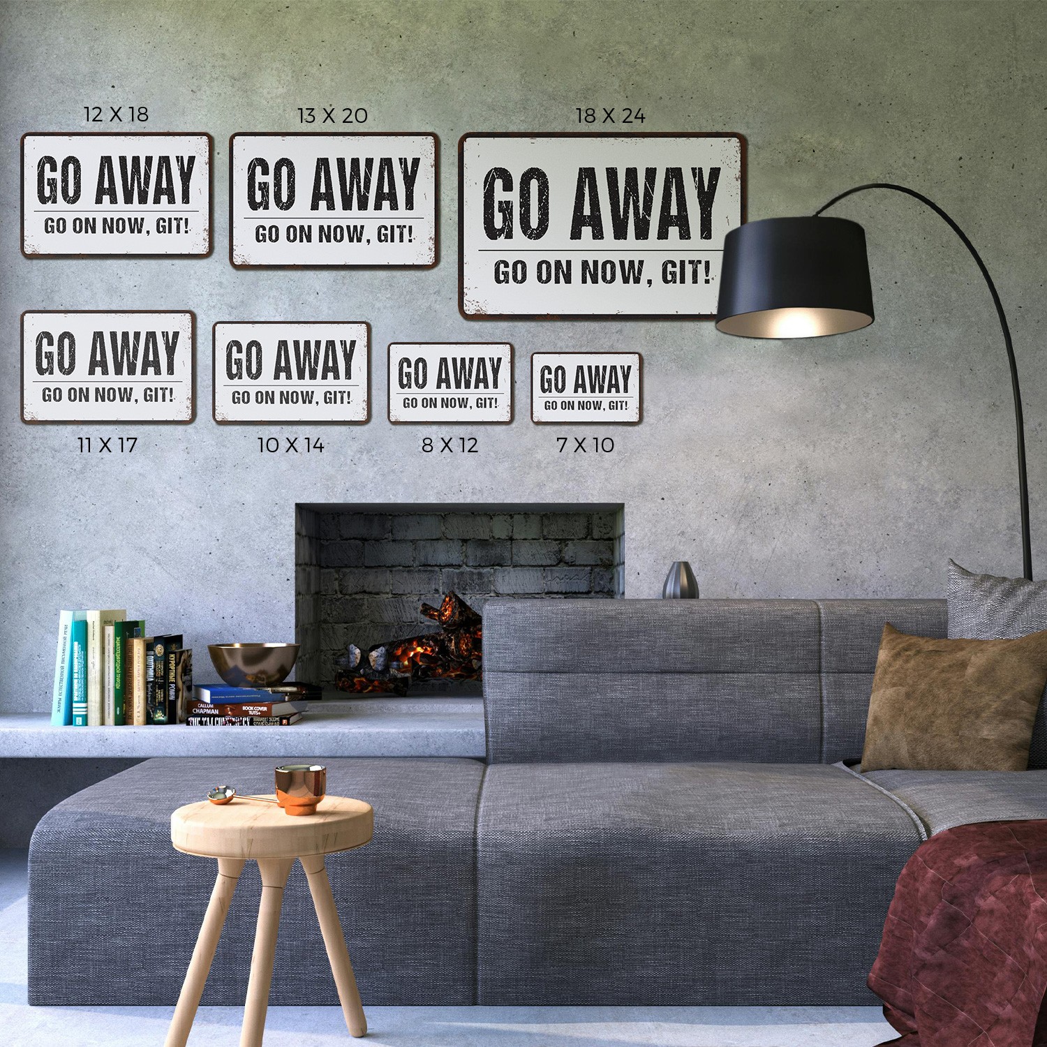 Go Away Go On Now Git Sign Shoo With A Smile Durable Perfect for Porches Cabins