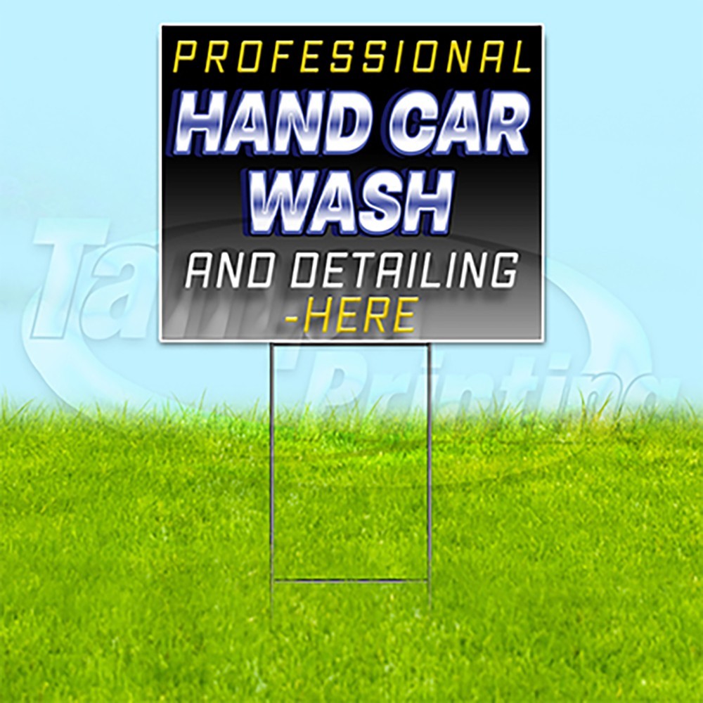 HAND CAR WASH 18×24 Yard Sign Plastic Corrugated WITH STAKE USA YS00264