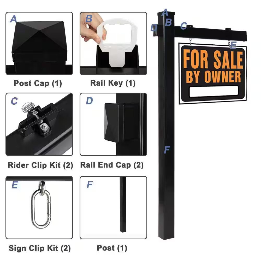 6′ Vinyl PVC Real Estate Sign Post, Commercial Realtor Home for Sale Ads, Busine