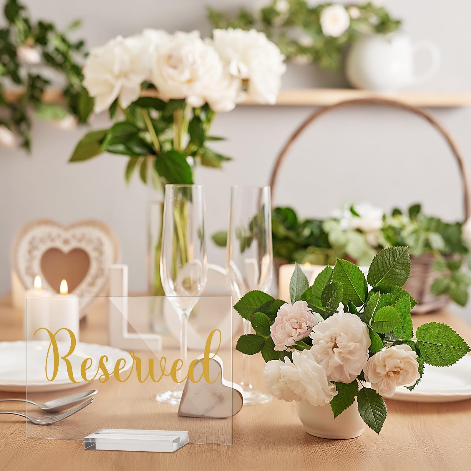 10 Set Acrylic Reserved Table Signs Clear Wedding Cards Holder Reception Set