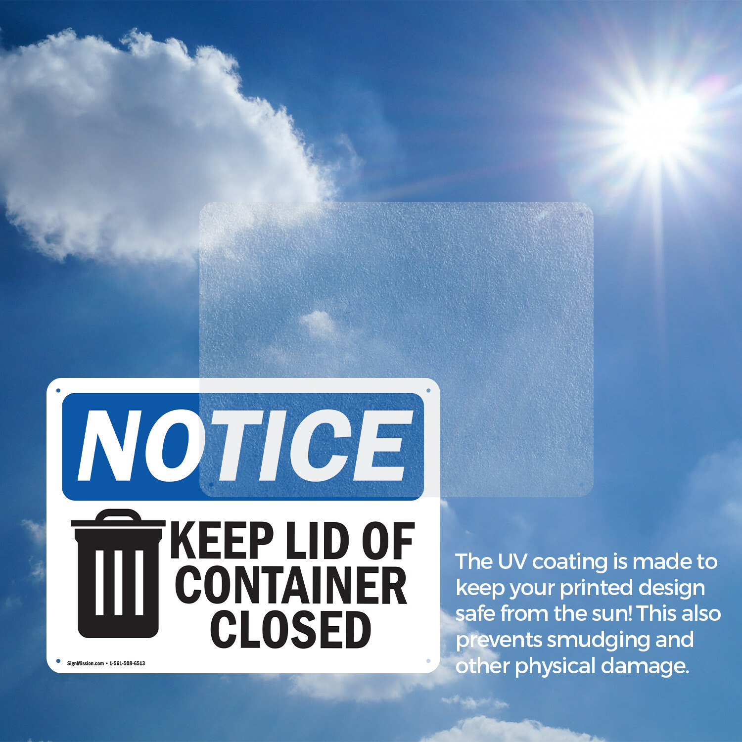 (2 Pack) Keep Lid Of Container Closed OSHA Notice Sign Decal Metal Plastic
