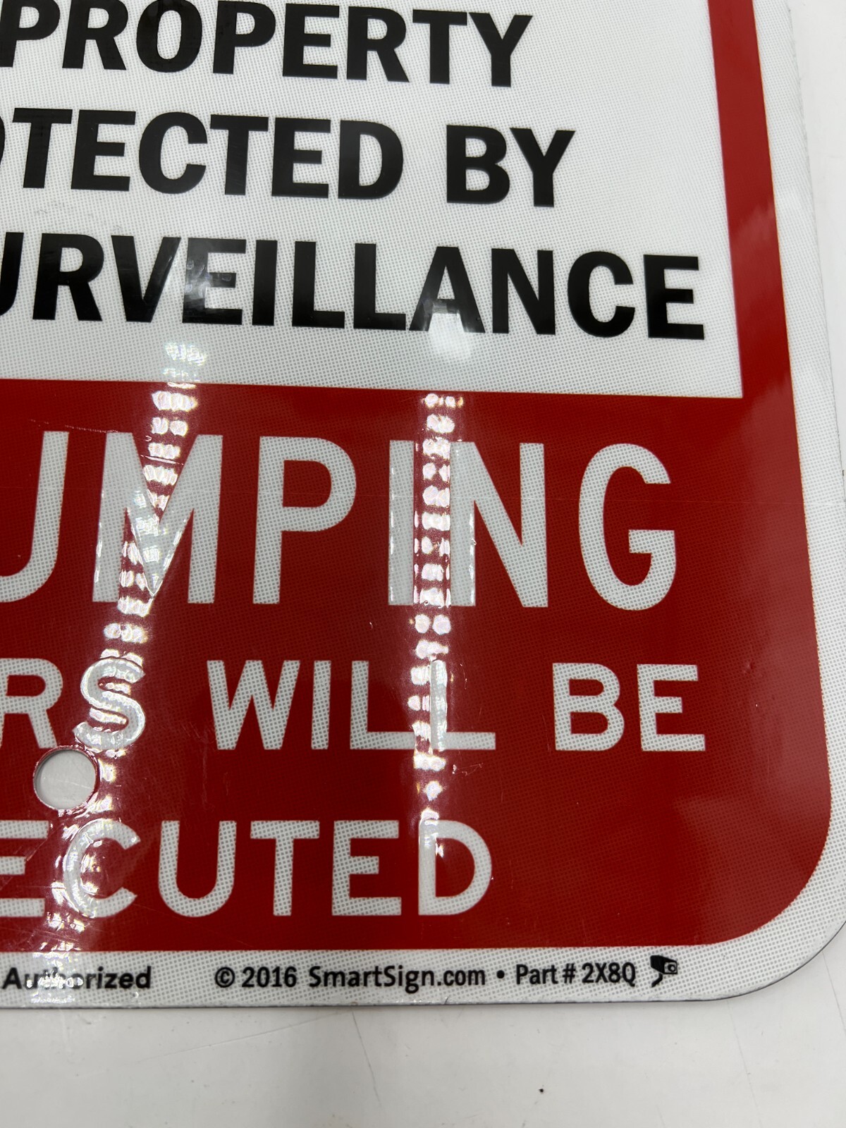 (QTY 2) SmartSign 2X8Q No Dumping Property Video Surveillance Violators 12×18