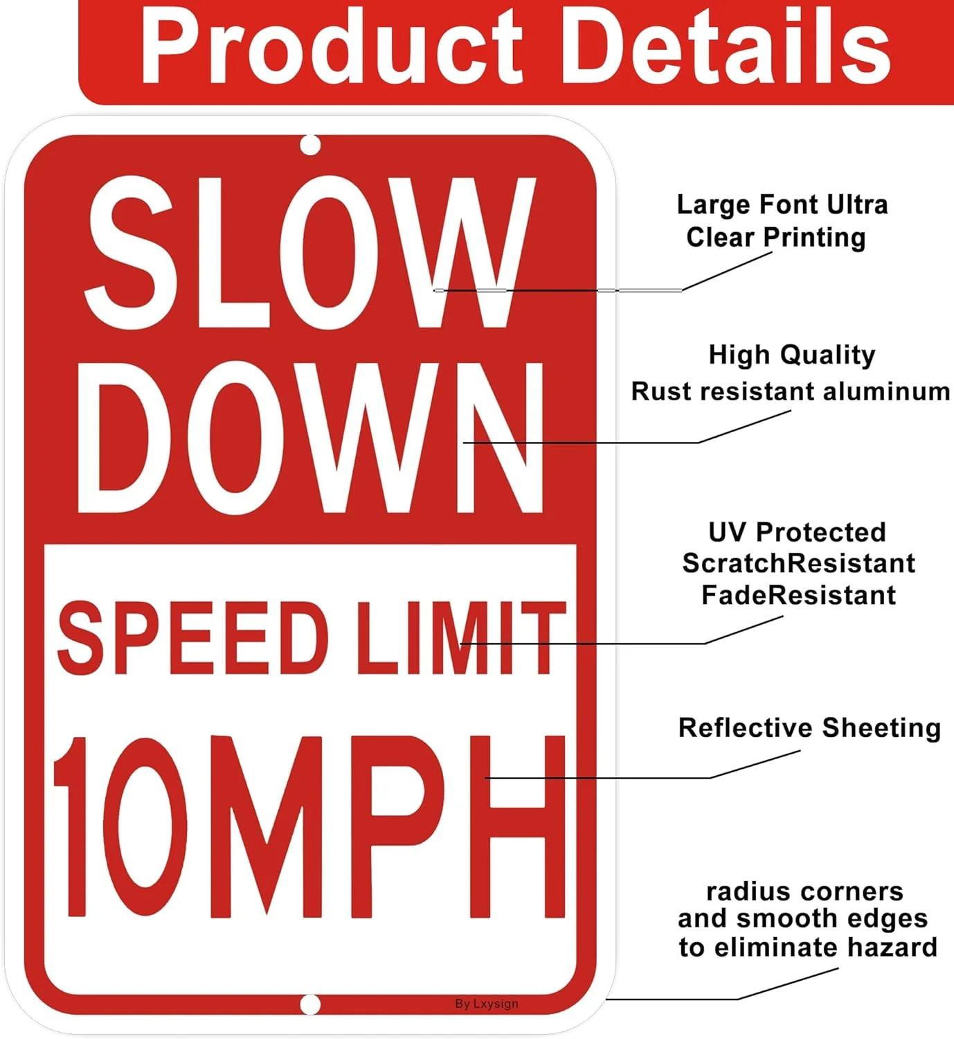 Slow Down Sign, Speed Limit 10 MPH Sign, 18×12 Inches Reflective Aluminum Signs,