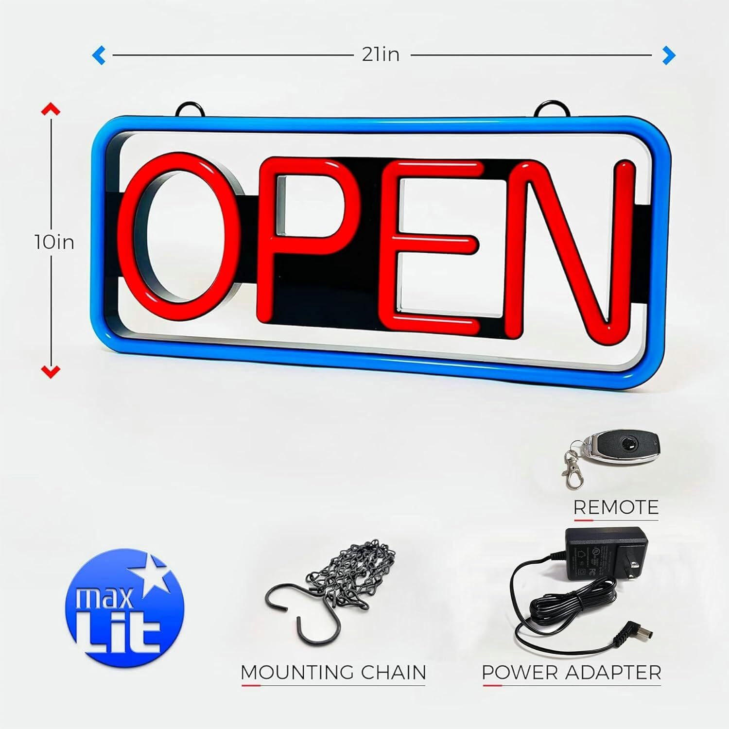 21X10 Led Tube Open Sign Ultra Bright Decorative Signage Indoor Use 50000 Hours