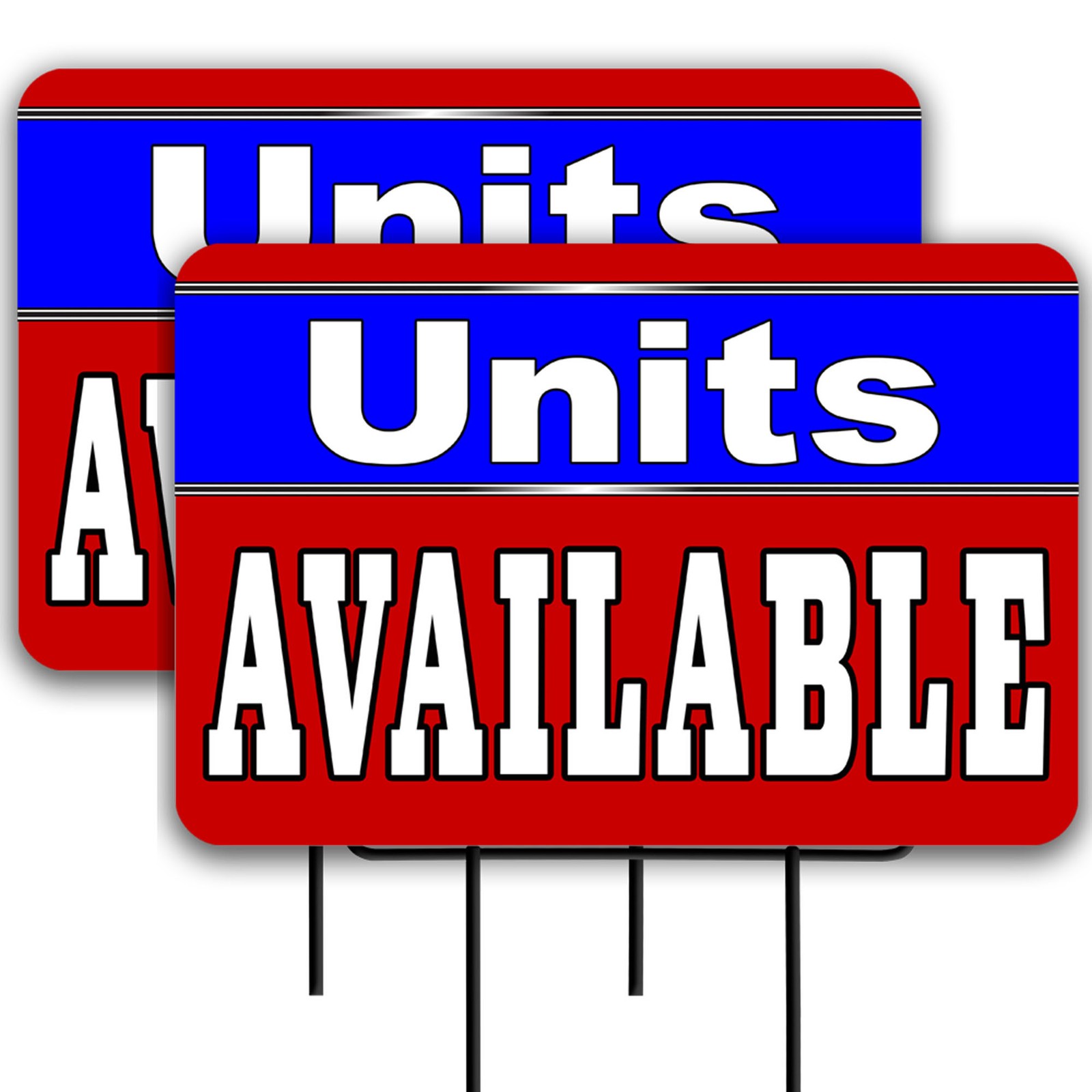 Units Available (red/blue) 2 Pack Double-Sided Yard Signs 16″ x 24″ with Metal S