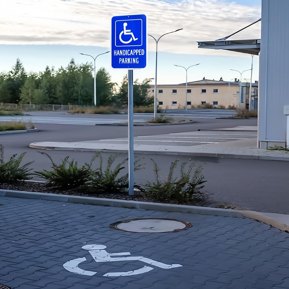 Large Handicap Parking Sign 4 PCS 18×12 Inch .040 Rust Free Aluminum Reflective