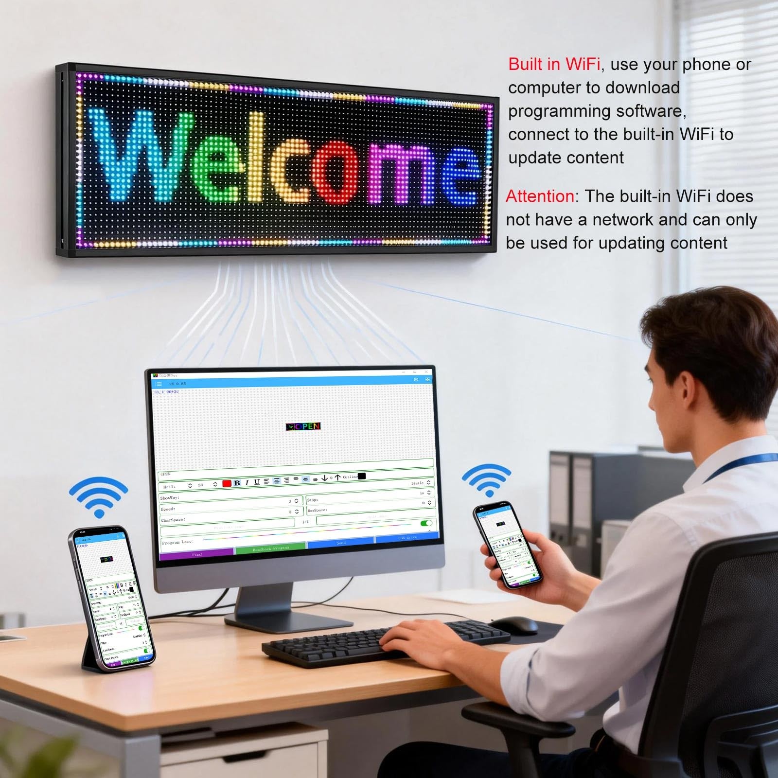 P10 Programmable Scrolling Led Sign Outdoor Digital Sign Display Message Board