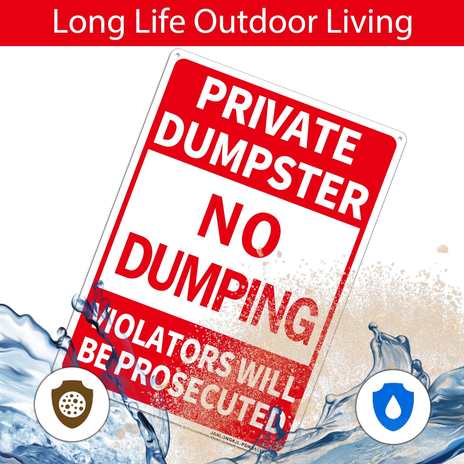 2 Pack Private Dumpster- No Dumping Sign, 14″x 10″ Aluminum,Violators Will Be Pr