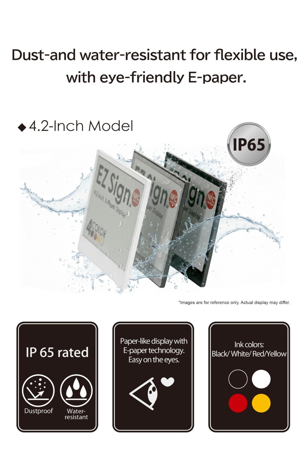Santek EZ Sign NFC E-Paper Display, No Battery & 4-Color Rewritable Display IP65