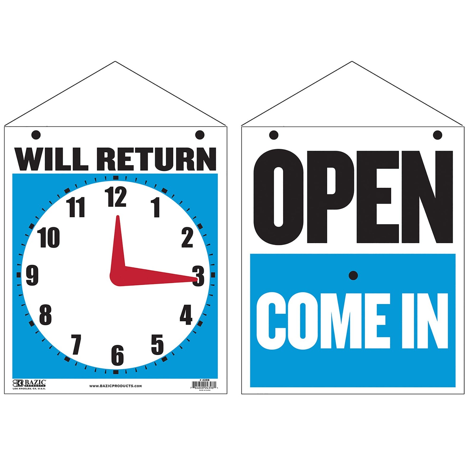 BAZIC Products Will Return/Open Clock Sign, 7.5 x 9 1-Pack,