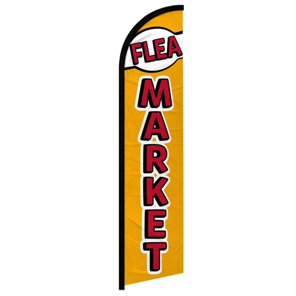 Flea Market Windless Full Sleeve Feather Advertising Swapmeet Banner Flag