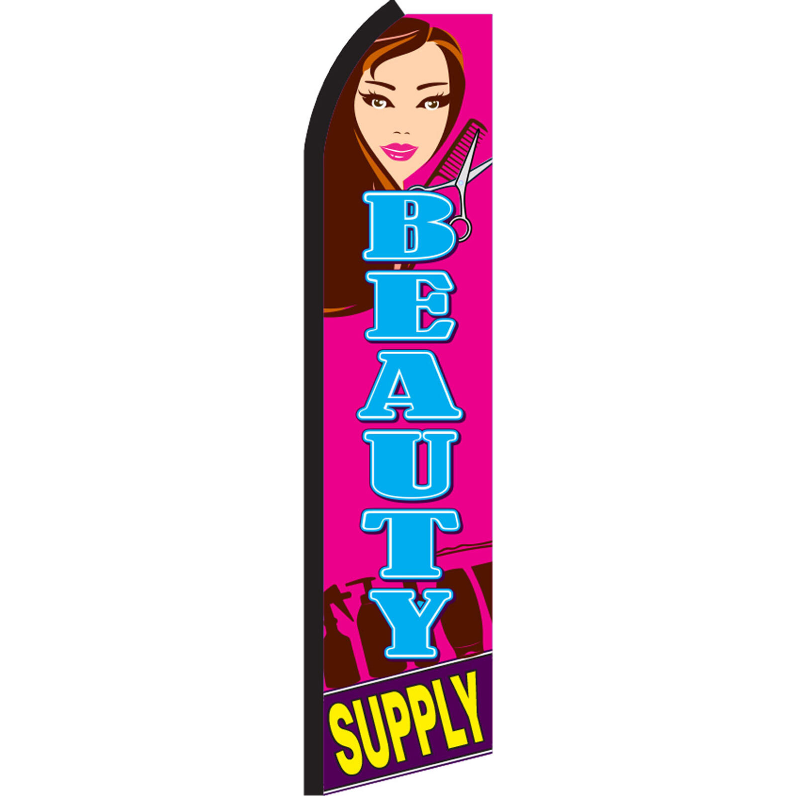 Beauty Supply 2 1/2 ft X 11 1/2 ft Polyester Swooper Flag
