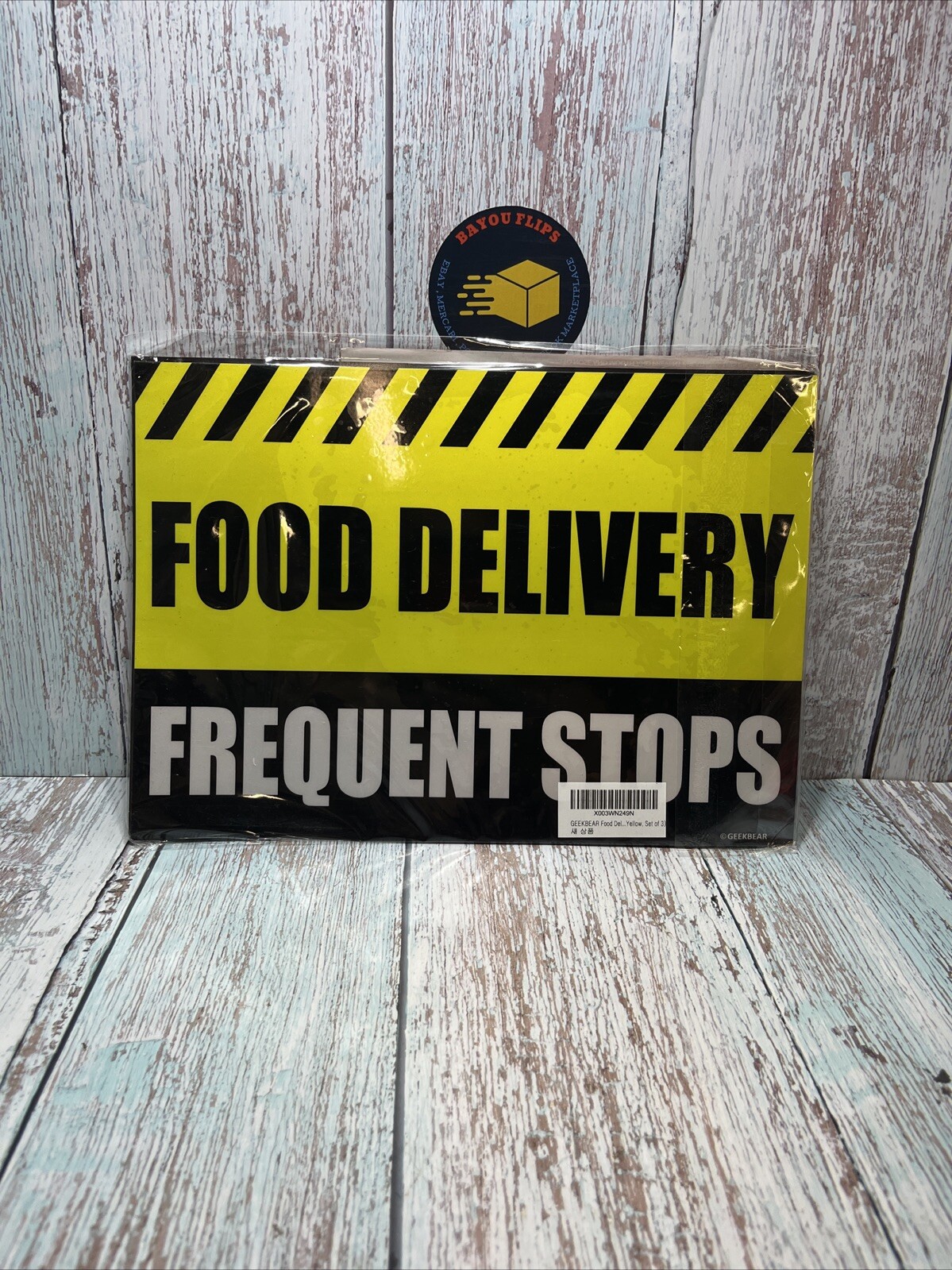 Yellow Food Delivery Driver Car Magnet 12 X 9”Reflective Frequent Stops .3 Pc