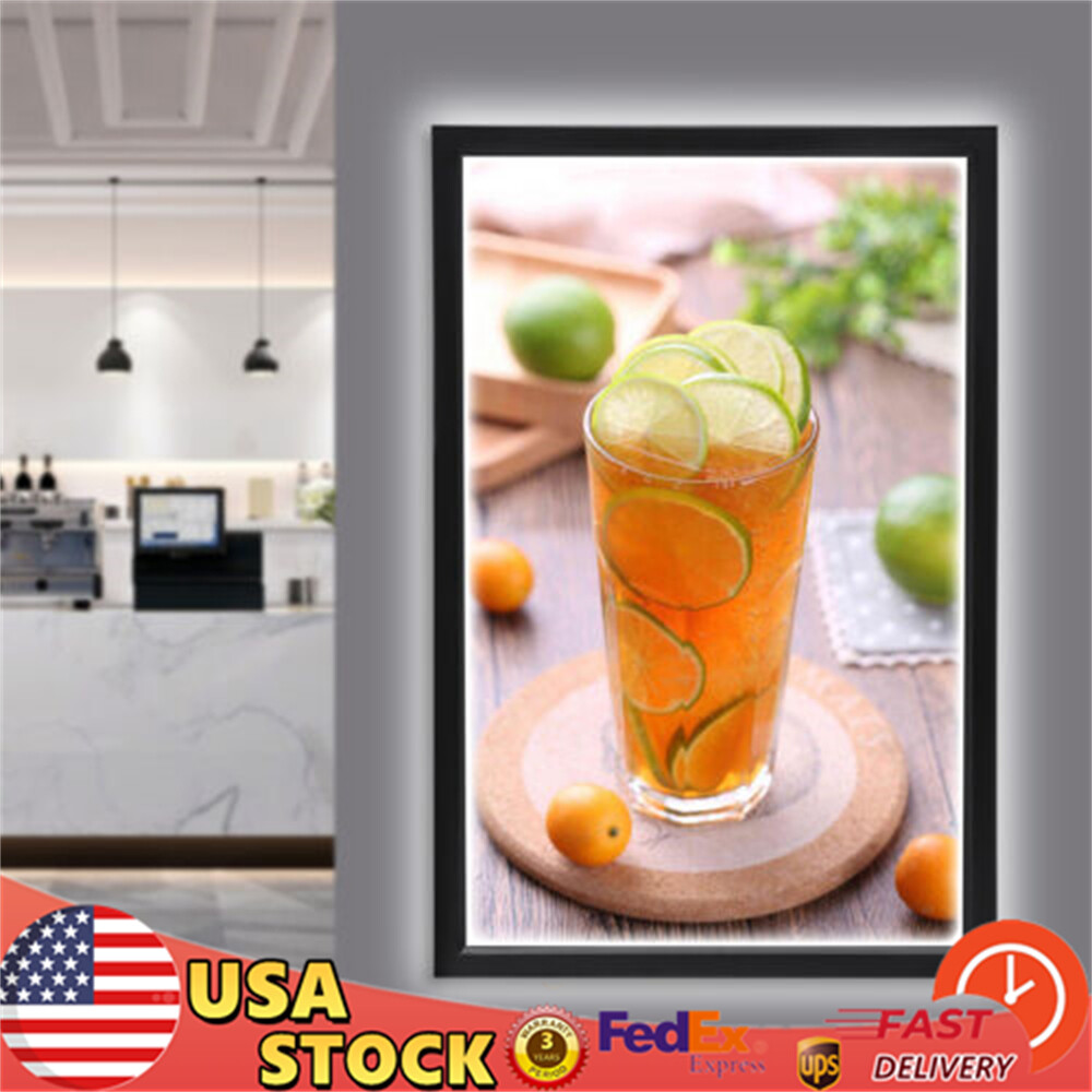 24×36” LED Poster Movie Frame Backlit Light Box Advertising Sign Display Black