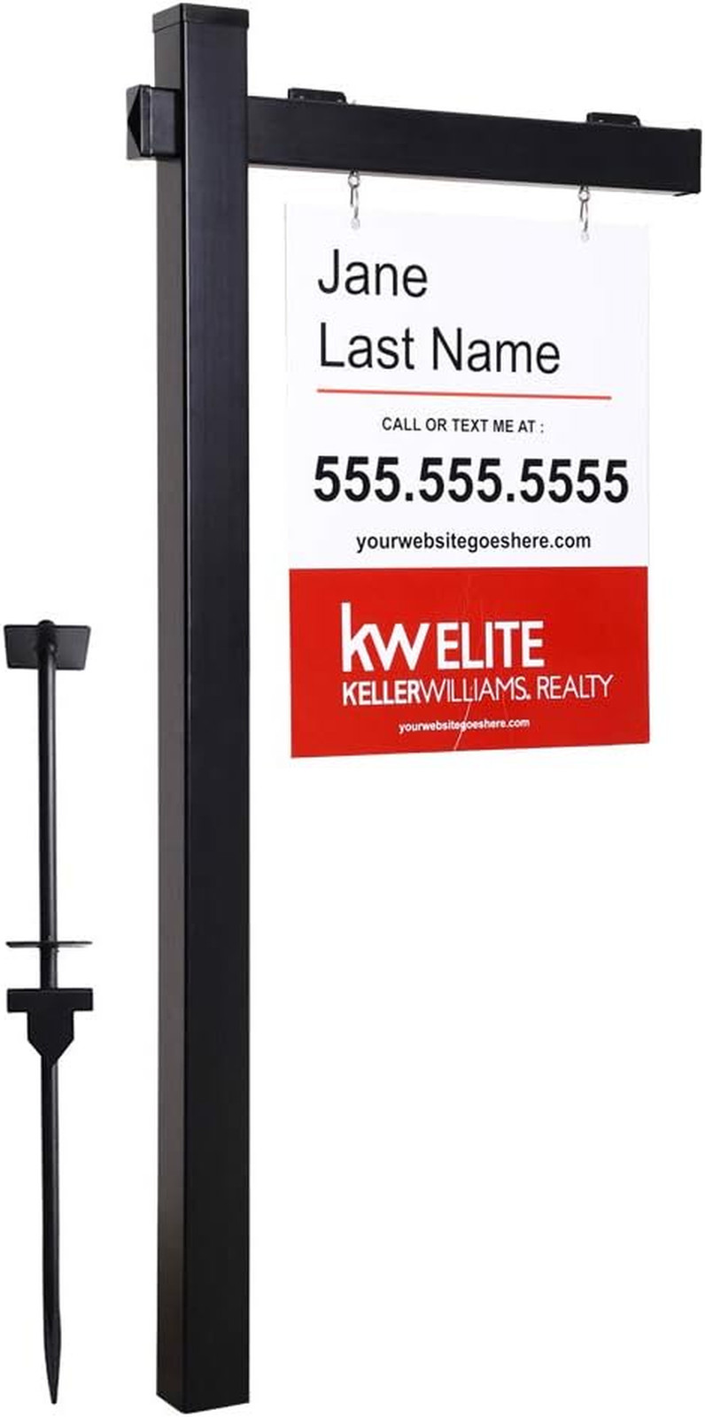 Vinyl PVC Black Real Estate Sign Post with Flat Cap 6ft. (4″x 4″x 72″) Realtor Y