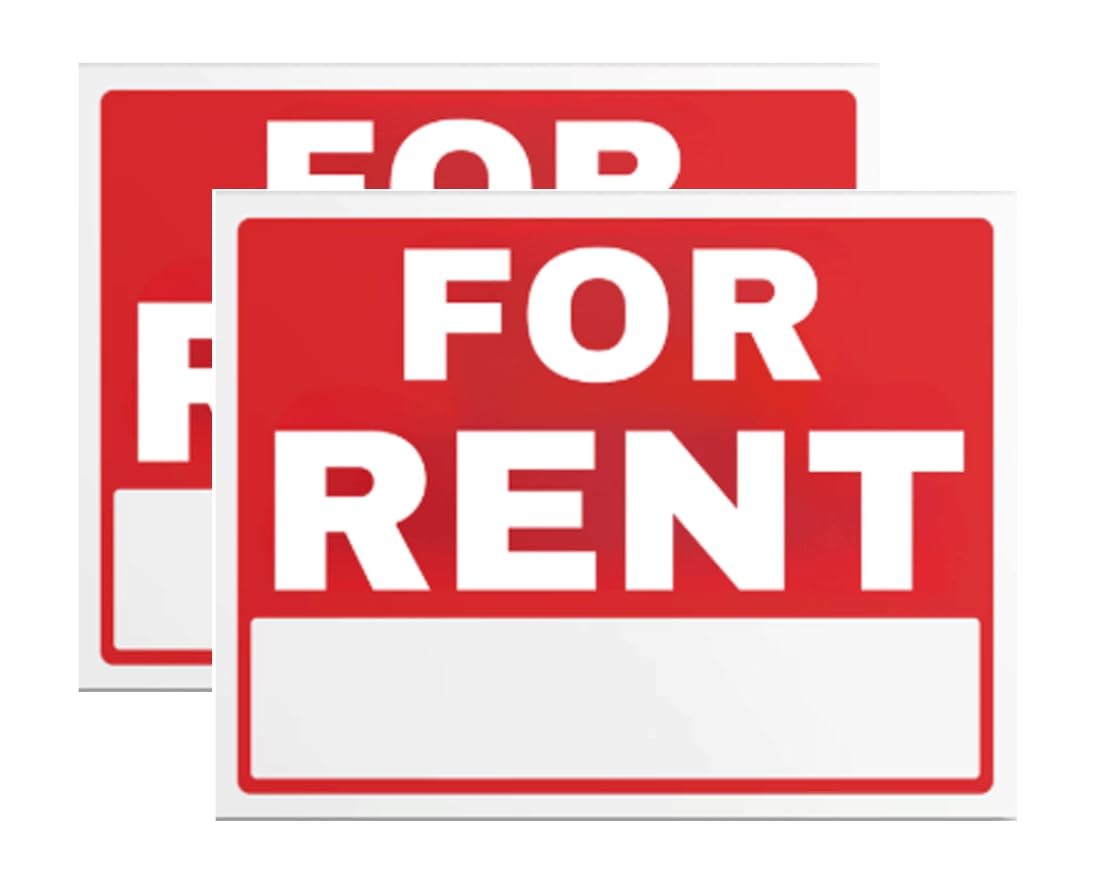 2 Pack For Rent Signs 8×12 Inch Waterproof Vinyl SelfStick Writable Set