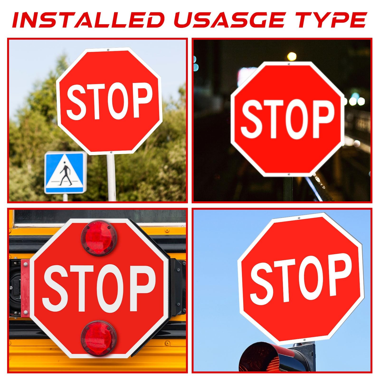2 Pcs 24 x 24 Inch Stop Sign, Large Reflective Aluminum Street Road Signs for…