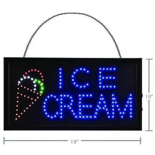 Alpine Industries LED Rectangular Ice Cream Sign, 19 x 10, Black Frame