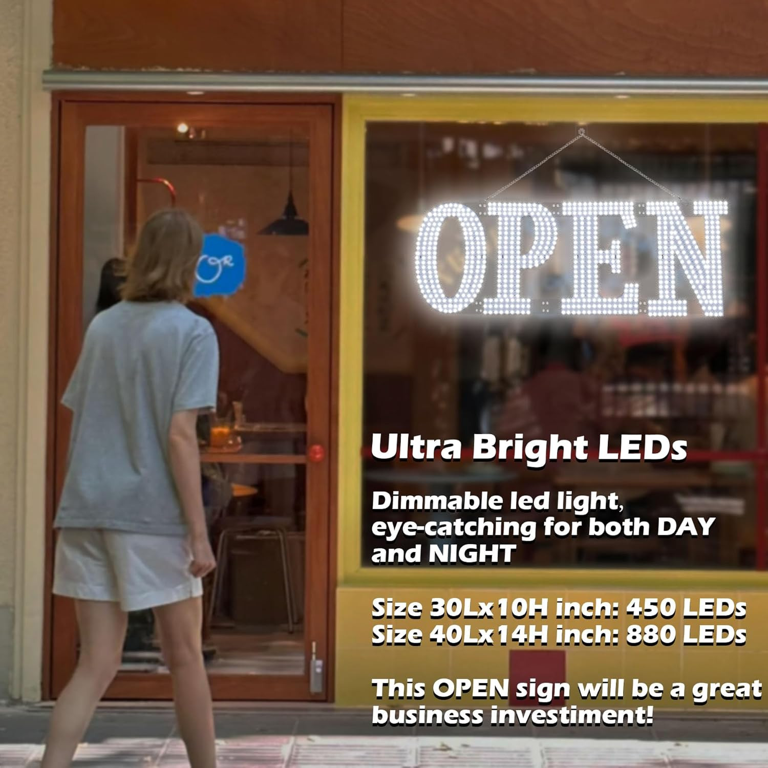 Led Open Signs for Business 40X14In Big Open Sign Led W/Remote Control Window Wa