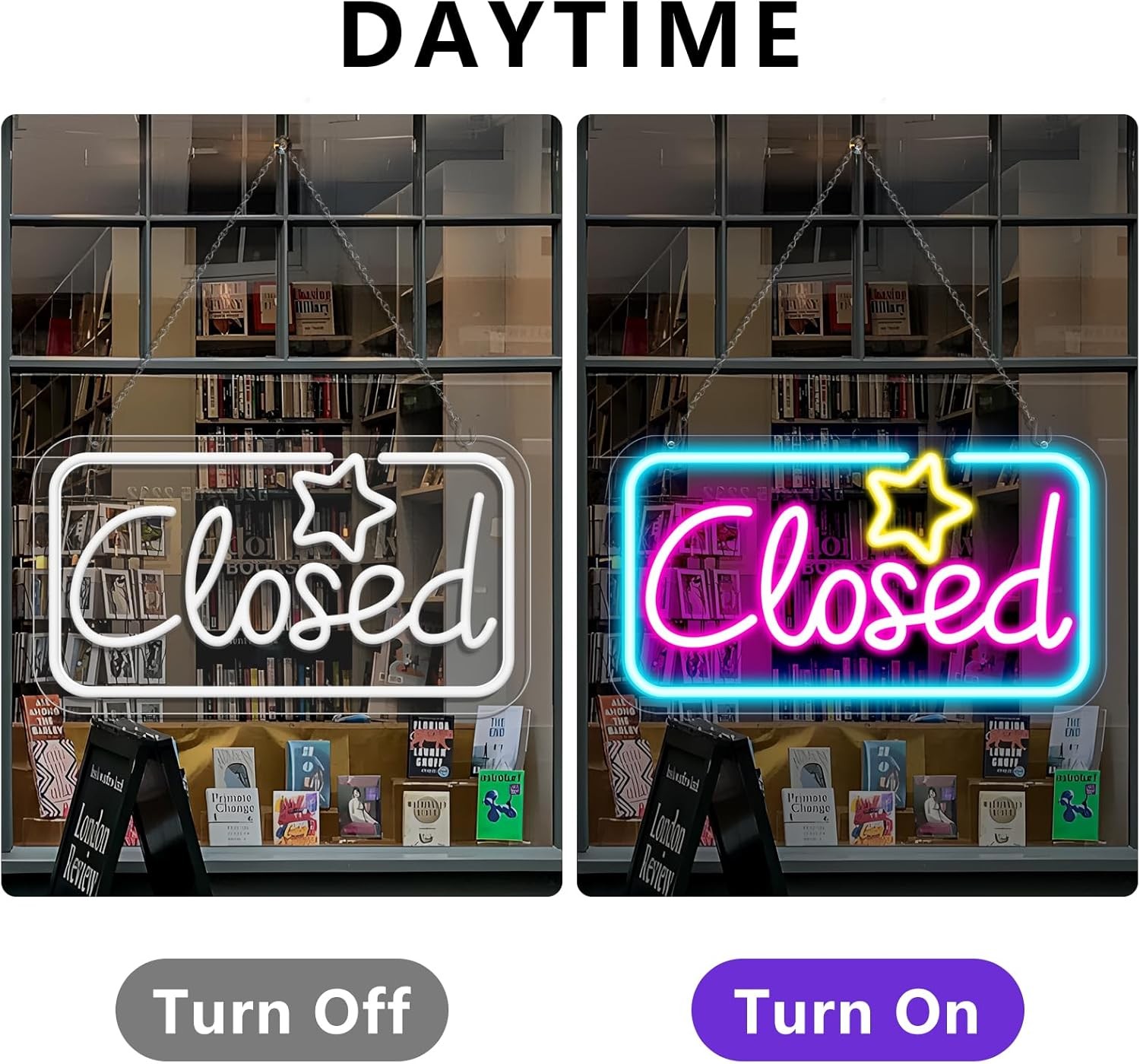 Bright Neon Closed Sign – 16.5″x9″ LED with ON/OFF Switch for Business Use