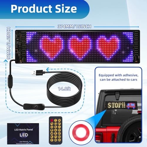Programmable Scrolling LED Sign USB APP Control Flexible Digital Display 14.7 In