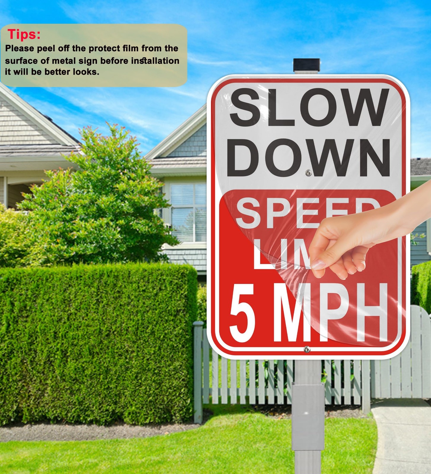 2 PCS 14×10 Inch Speed Limit 5 MPH Slow Down Sign With 36 Inch Stakes Alum