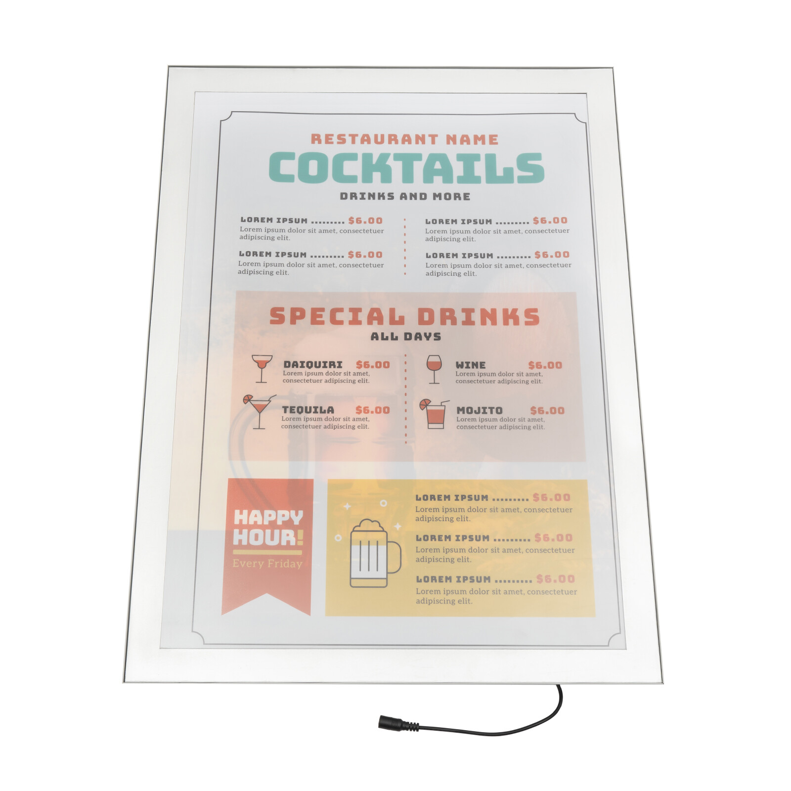 Movie Poster Frame LED Light Box Wall Mounted Menu Photo Sign Display Holder