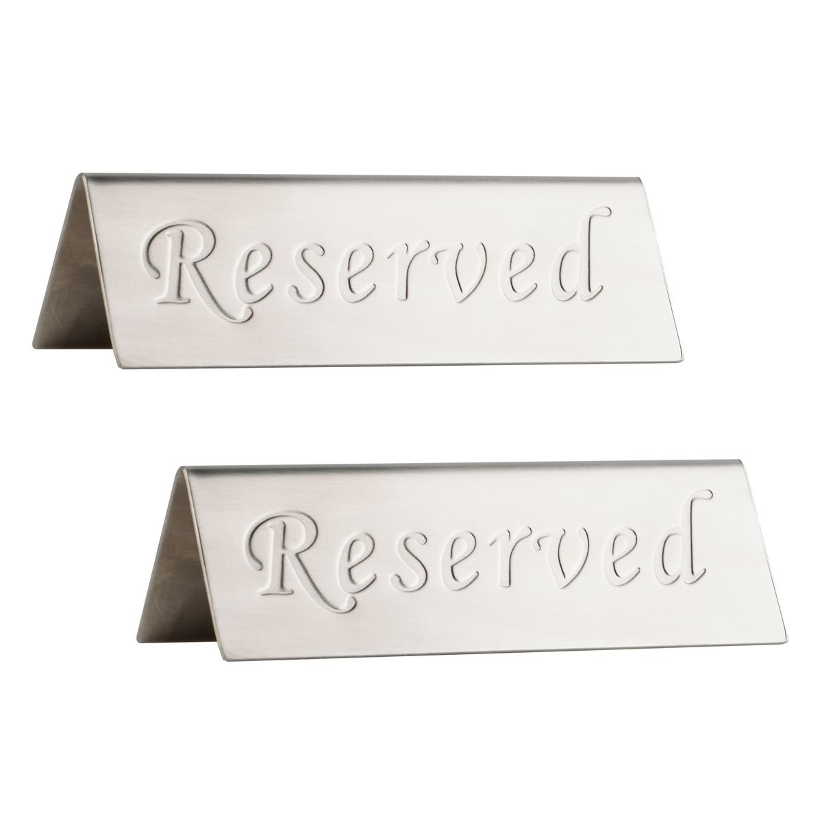 2 PCS Silver Brushed Stainless Steel Free Standing Table Top Reserved Sign