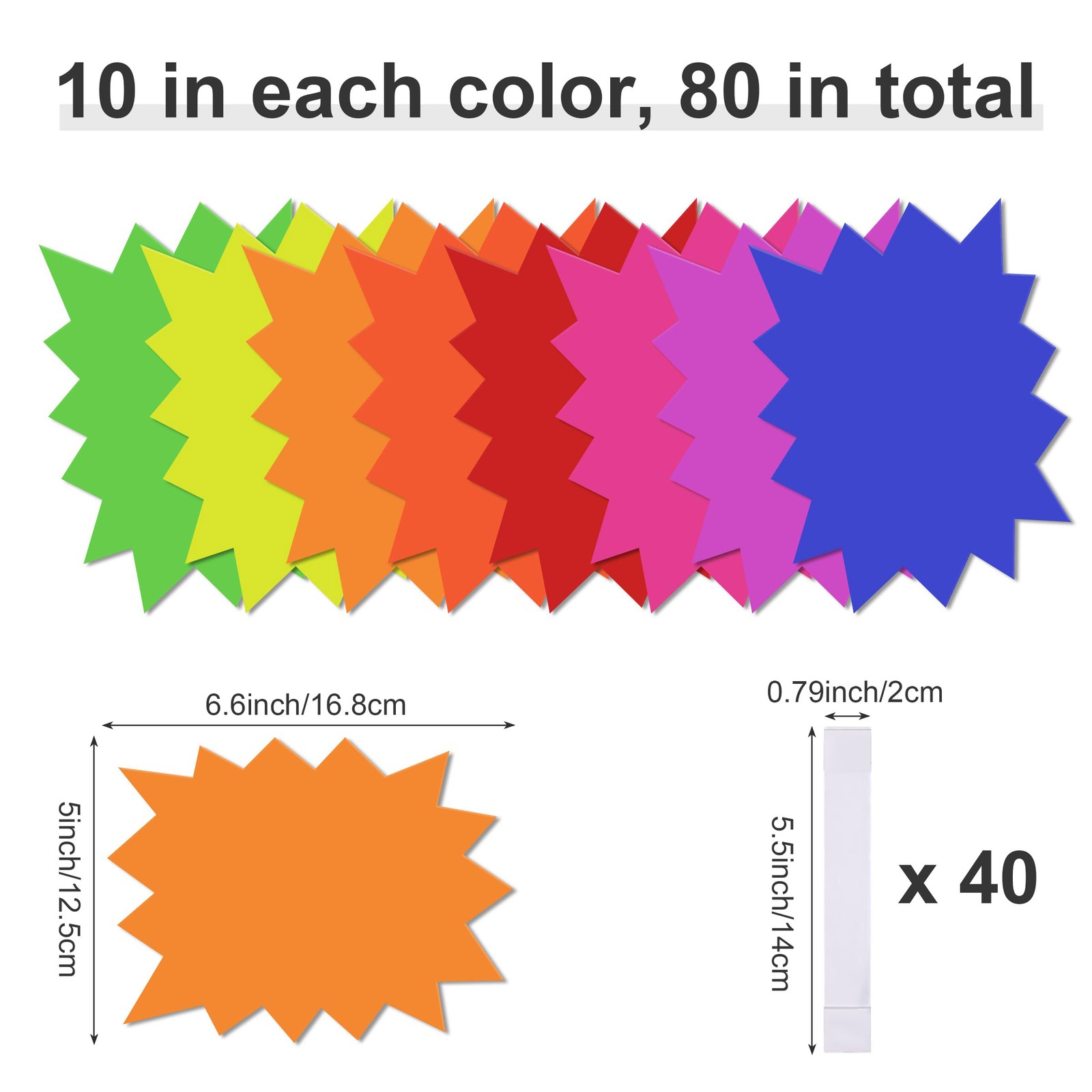 120 Fluorescent Sale Stickers, 5×6.6 Inch, Retail Garage Signs, Multicolor