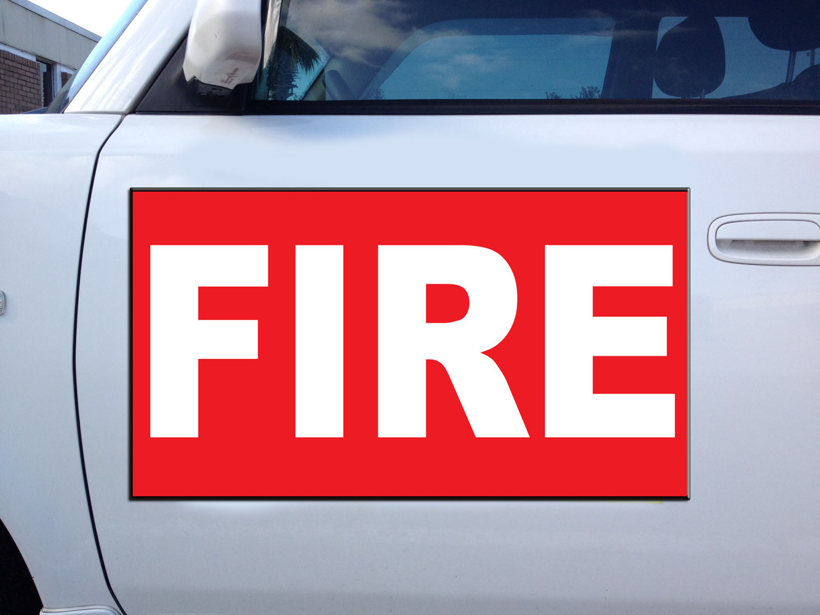 Fire Red Background Car Door Magnets Magnetic Signs-Qty 2