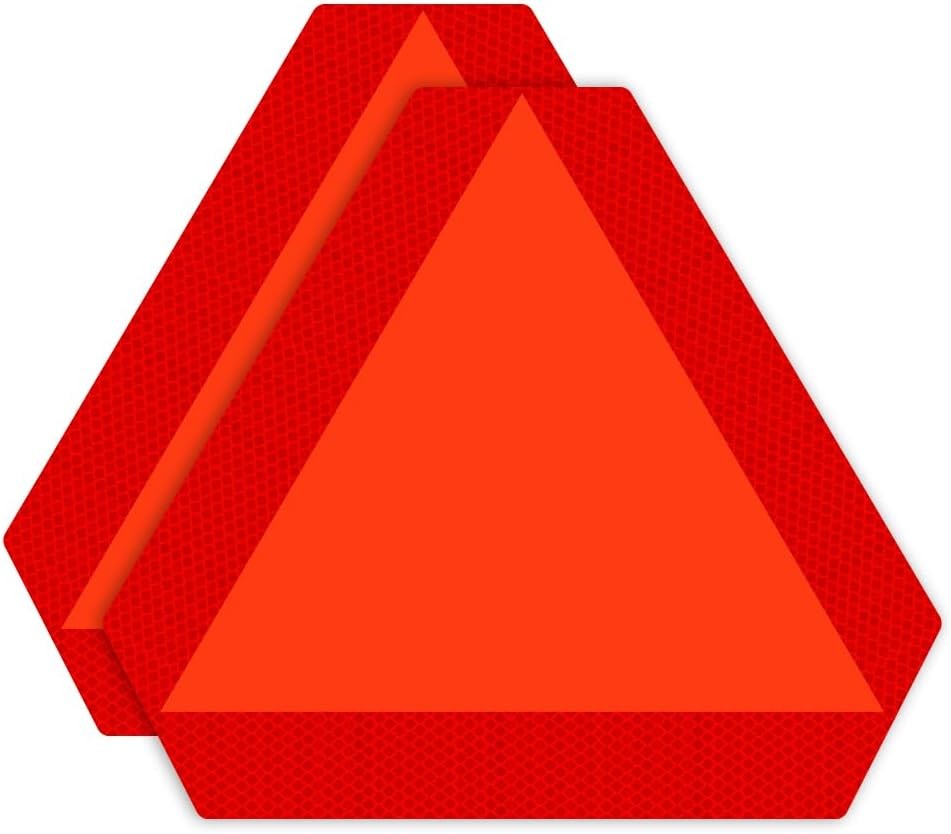 (Pack of 02) Slow Moving Vehicle Sign, PVC Vinyl Decal Slow Moving Vehicle Trian