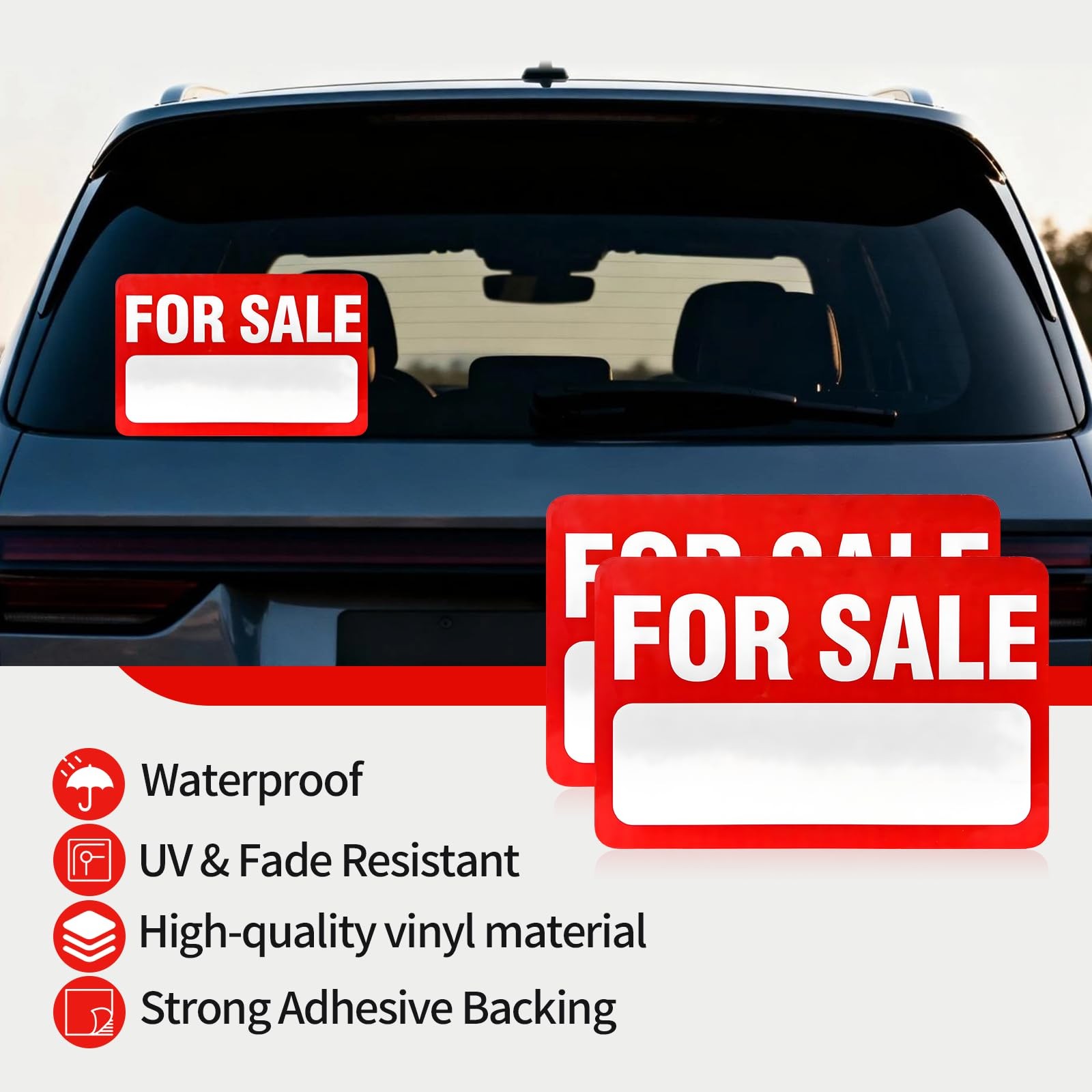 For Sale Sign 4 PCS 12″ x 8″ Self-Adhesive Reflective Vinyl Easy to Write Apply