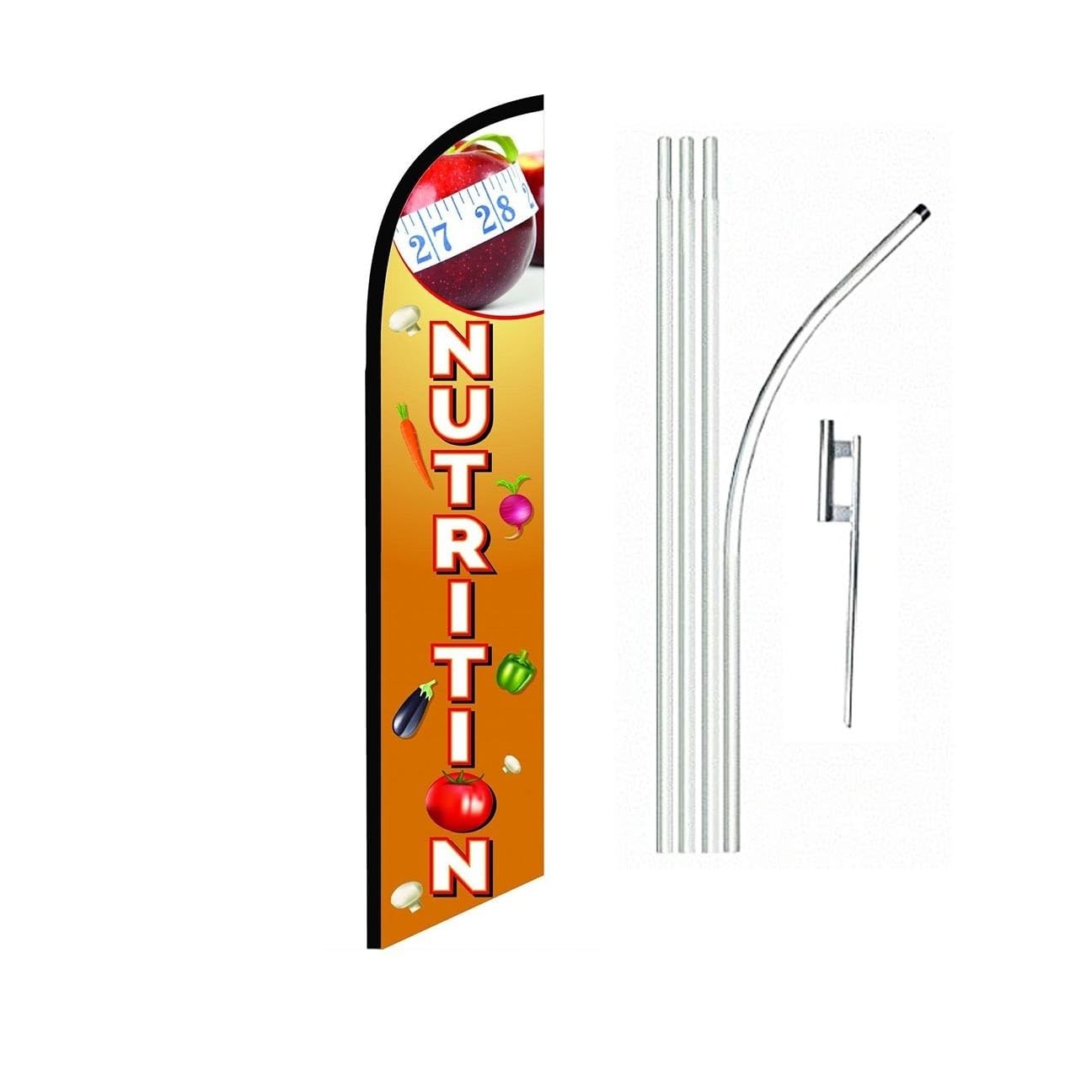 Nutrition Orange Swooper Flutter Feather Flag | 3ft W x 11.5ft Tall