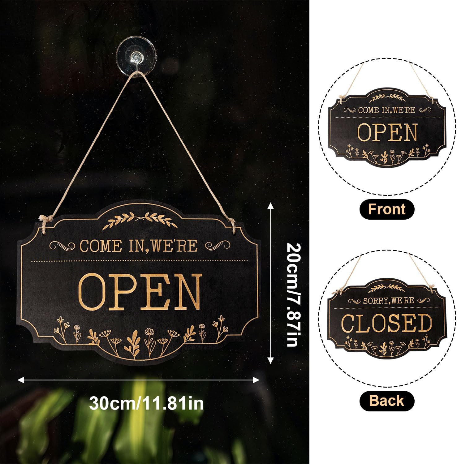 Open Closed Sign, 11.81×7.87in Open Closed Signs for Business Double Side Com…