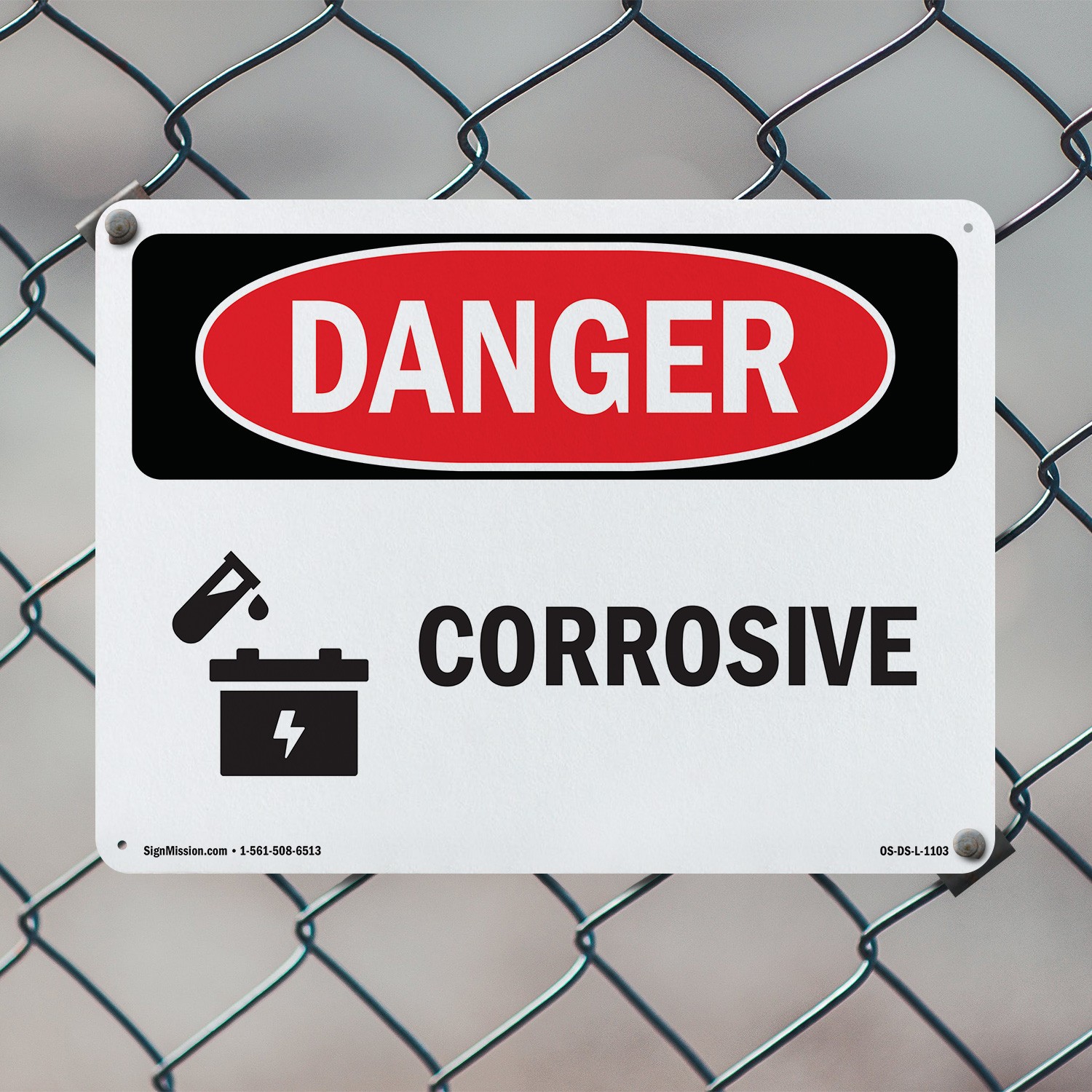 Corrosive OSHA Danger Sign Metal, Plastic, Or Decal – 5 or 10 Pack